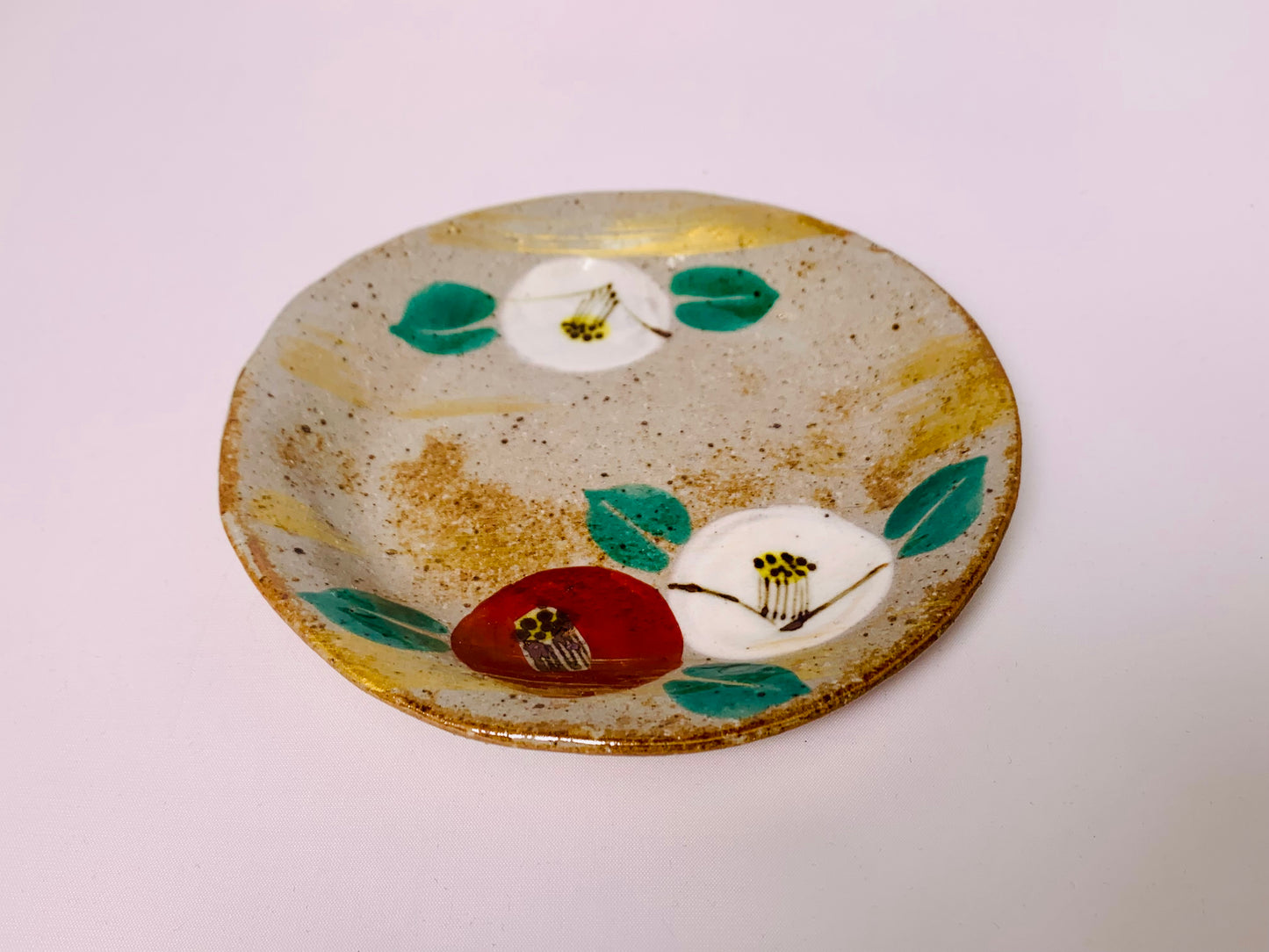 金彩椿 コーヒー 碗 小皿 14cm セット 漆 ティースプーン付き