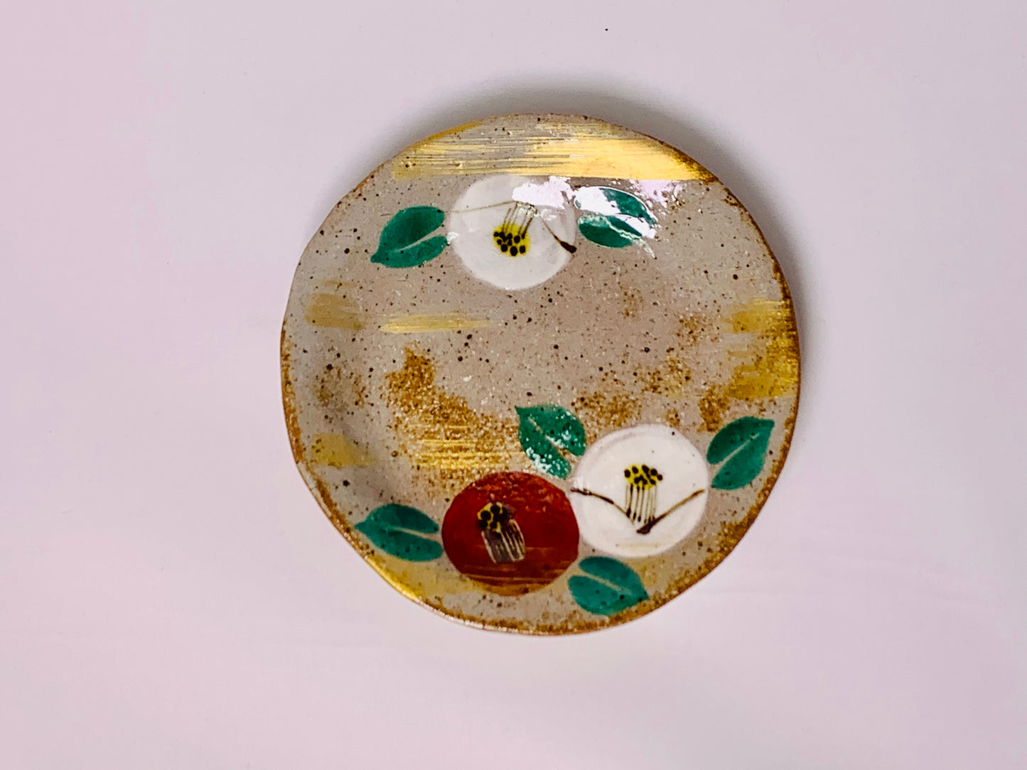 金彩椿 煎茶碗 小皿 14cm セット