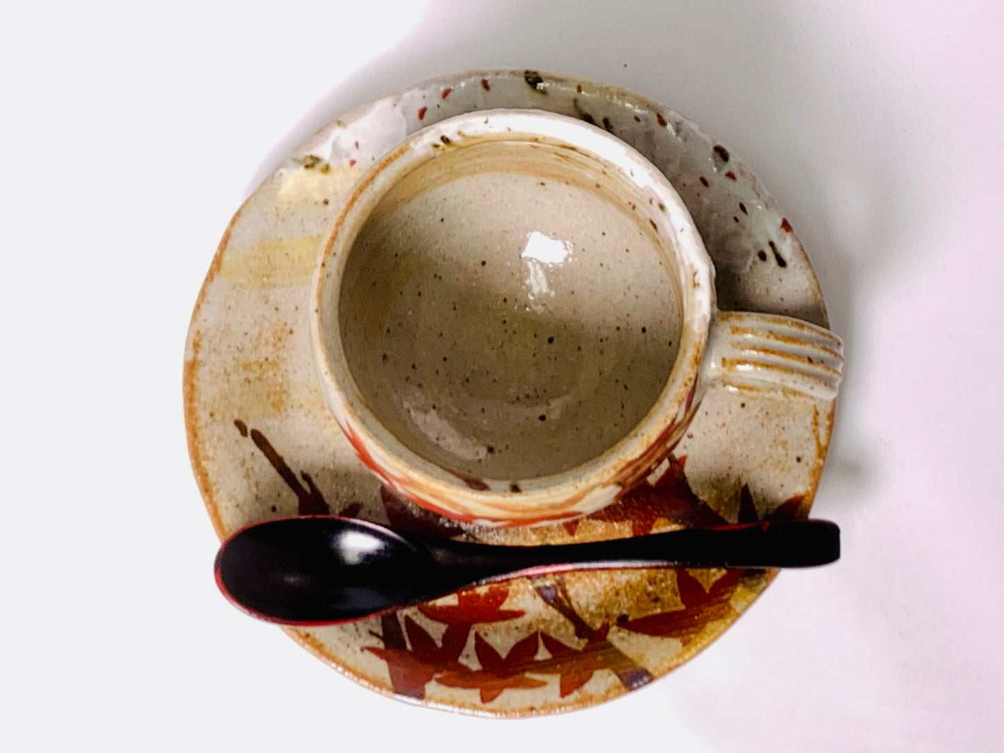 金彩雲錦 コーヒー 碗 小皿 14cm セット 漆 ティースプーン付き